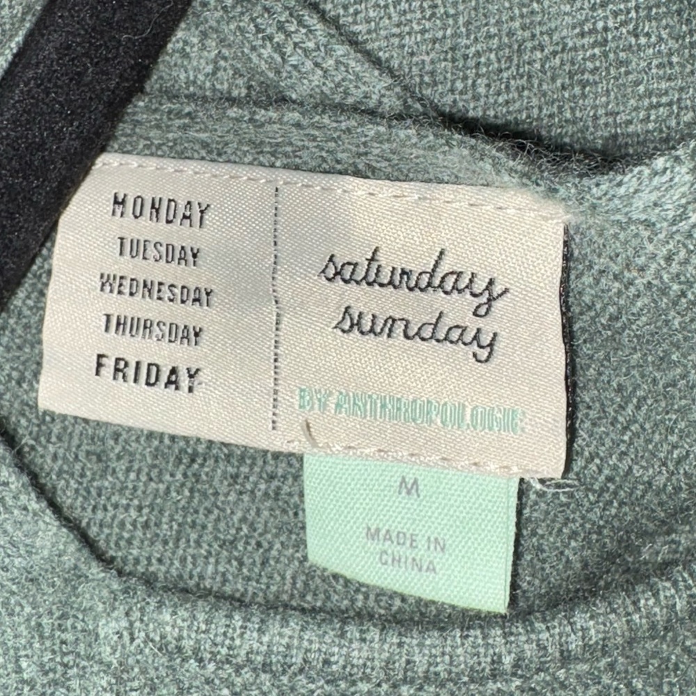 Anthropology Saturday Sunday Reese Low Back Cashmere Green Sweater - Picture 5 of 6